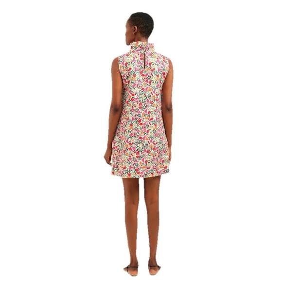 Draper James Lindsay Shift Mini Dress L Mock Turtleneck, Coneflowers, Linen - Picture 2 of 5